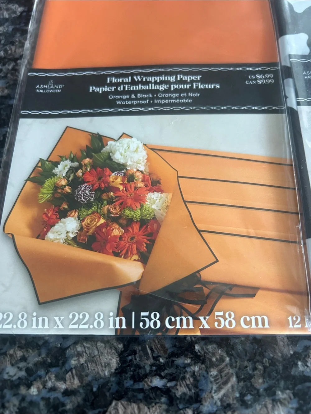 ASHLAND HALLOWEEN ASSORTED  FLORAL WRAPPING PAPER LOT OF 3 NWT